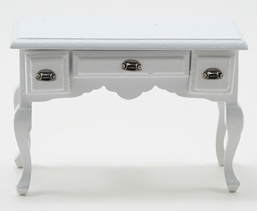 Desk, White With Pewter Hardware